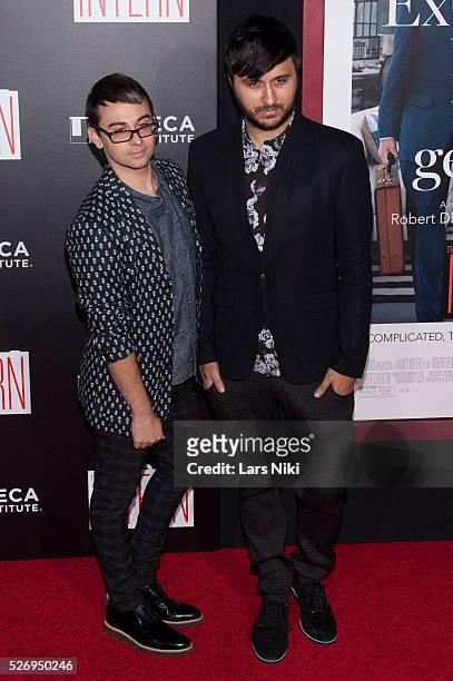 Christian Siriano and Brad Walsh attend "The Intern" New York premiere at Ziegfeld Theater in New York City. �� LAN