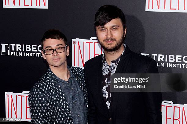 Christian Siriano and Brad Walsh attend "The Intern" New York premiere at Ziegfeld Theater in New York City. �� LAN