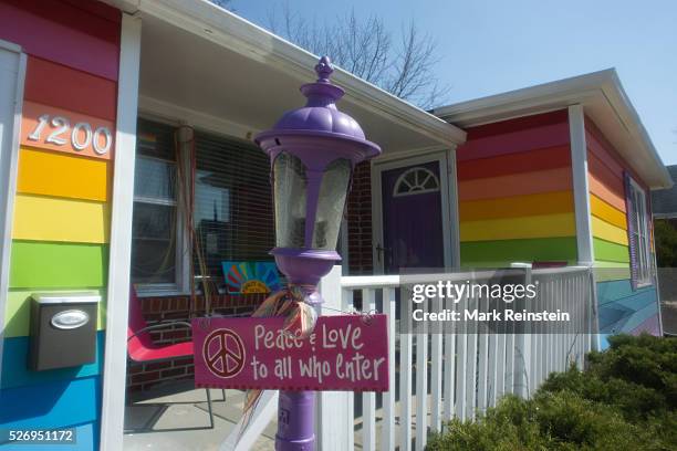 Topeka, Kansas 3-30-2014 The Rainbow House Topeka Kansas. Aaron Jackson, one of the founders of Planting Peace, a multi-pronged charity that has in...