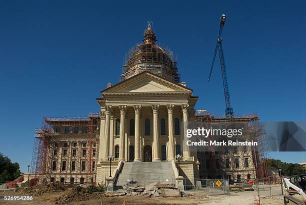Topeka, Kansas. The State Capital building in Topeka is undergoing reconstuction. The Kansas State Capitol, known also as the Kansas Statehouse, is...