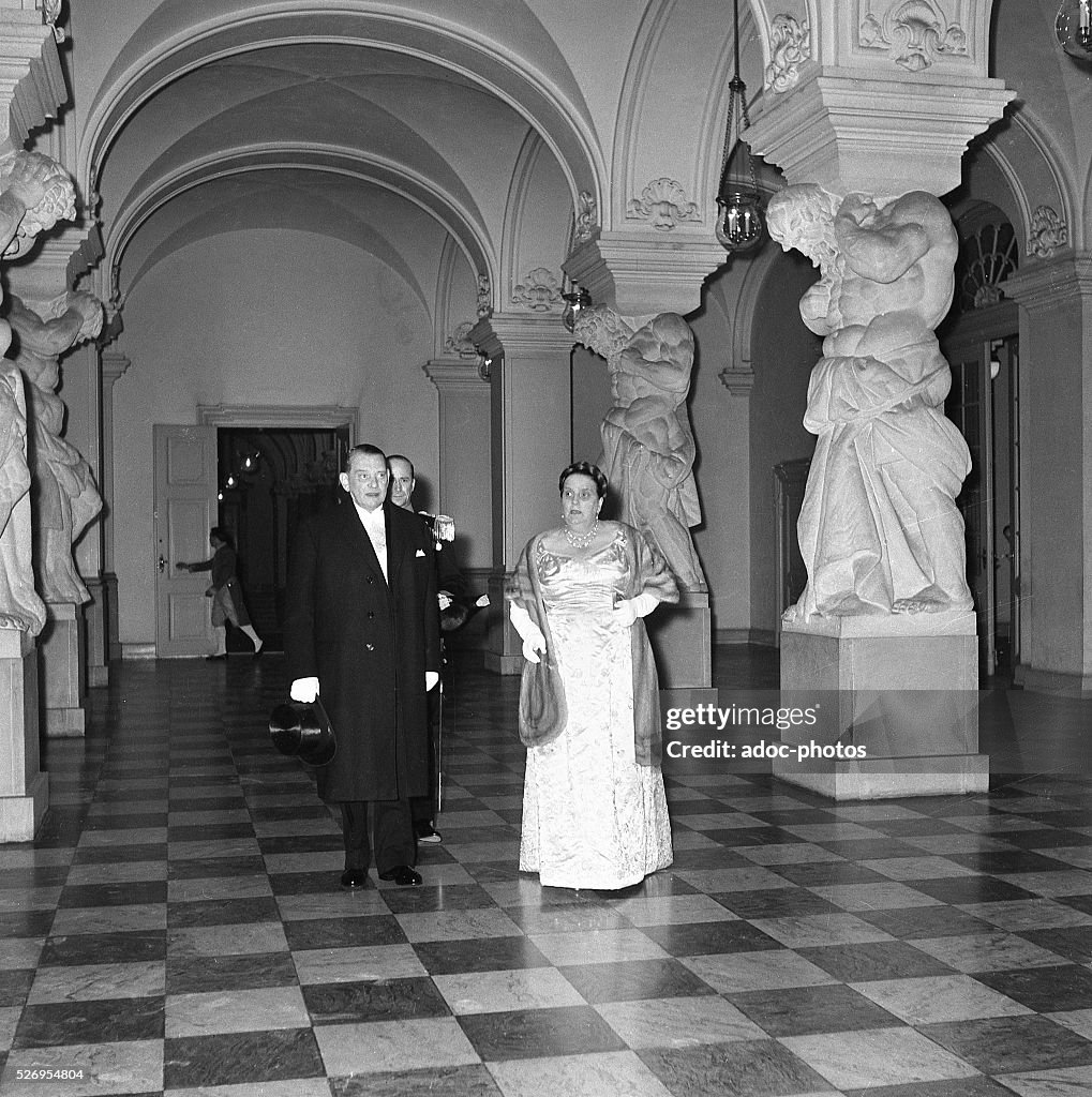 Ren�� Coty and his spouse Germaine Coty during their official visit in Denmark. In 1955.