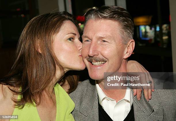 Actress Carolyn McCormick and husband Byron Jennings attend the opening of "Privilege" after party at Robert Emmett?s April 25, 2005 in New York City.
