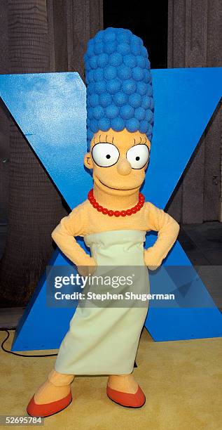 The Simpsons character Marge Simpson attends "The Simpsons" 350th episode block party on the New York street of Fox Pico Lot on April 25, 2005 in Los...
