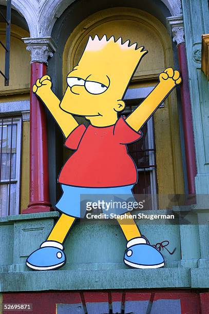 Bart Simpson cut-out is seen on display at "The Simpsons" 350th episode block party on the New York street of Fox Pico Lot on April 25, 2005 in Los...