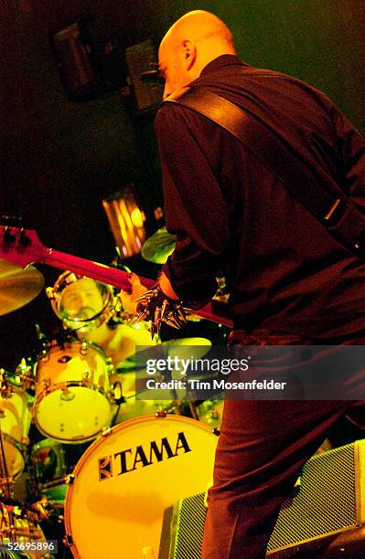 John Dolmayan and Shavo Odadjian System of a Down perform in support of the bands "Mezmerize" release at The Fillmore on April 25, 2005 in San...