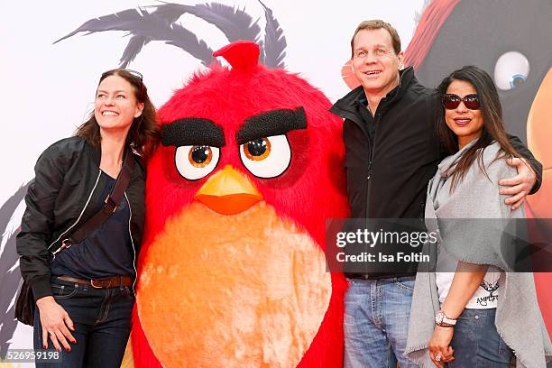 Nina Kronjaeger, Thomas Heinze and his wife Jackie Brown attend the Berlin premiere of the film 'Angry Birds - Der Film' at CineStar on May 1, 2016...