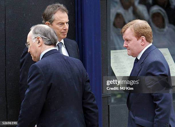 Prime Minister Tony Blair , Conservative leader Michael Howard and Liberal Democrat Leader Charles Kennedy attend the unveiling of the National...