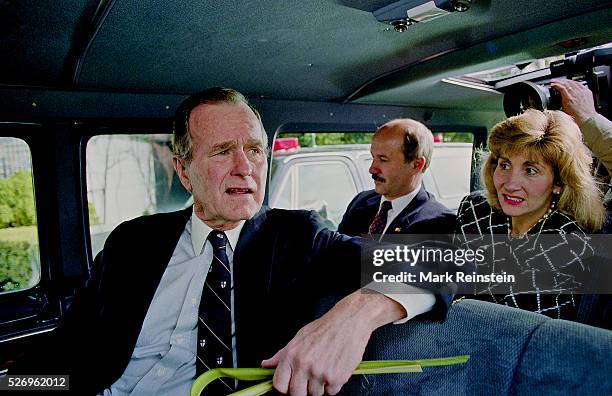 Washington, DC. 4-12-1992 President George H.W. Bush, after attending palm Sunday Services at St. John's Episcopal Church across Layfayette park from...