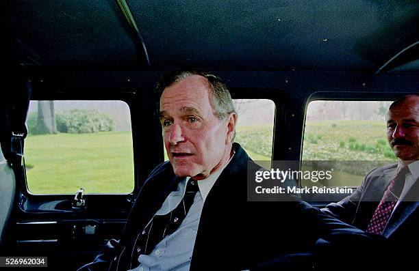 Washington, DC. 4-12-1992 President George H.W. Bush, after attending palm Sunday Services at St. John's Episcopal Church across Layfayette park from...