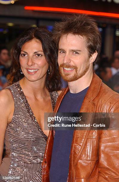 Actors Gina Bellman and Sam Rockwell arrive at the premiere of The Day After Tomorrow at Vue Cinema.