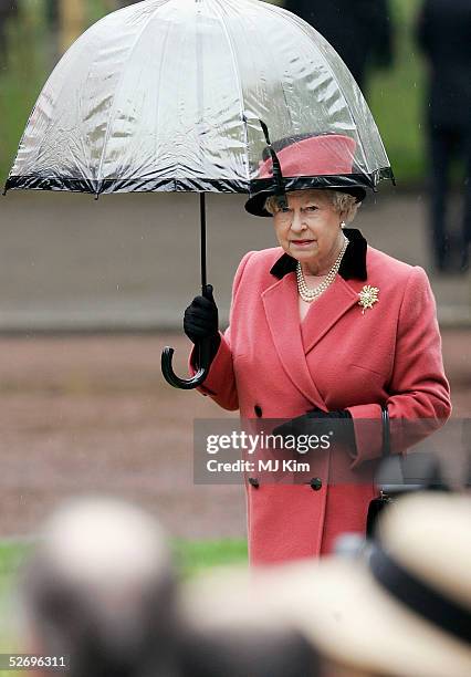 Queen Elizabeth II attends the unveiling of the National Police Memorial, April 25, 2005 in London, England. The memorial was designed by Sir Norman...