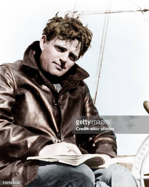 John Griffith Chaney called Jack London , American writer born in San Francisco . Ca. 1915. Coloured photograph.