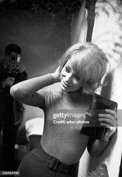 Mireille Darc , French actress and film director born in Toulon . Ca. 1963.