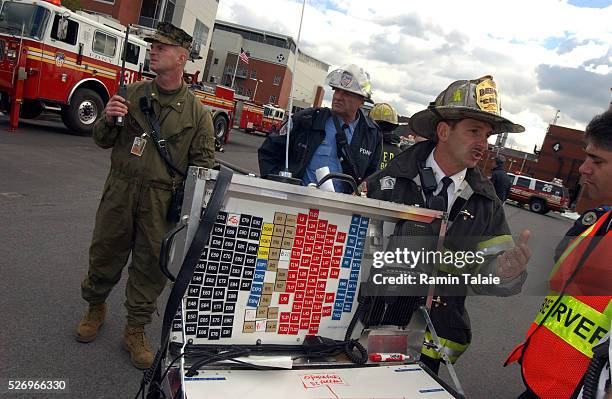 At the Fire Department of New York Fire Academy on Randall's Island, more than 200 New York City Firefighters and 120 Marines of the Chemical...