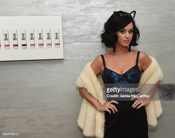 Katy Perry attends the COVERGIRL Katy Kat Matte launch at The Waterfall Mansion on May 1, 2016 in New York City.