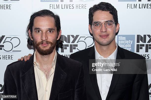 Benny Safdie and Joshua Safdie attend the "Heaven Knows What" premiere during the 52nd New York Film Festival at Alice Tully Hall in New York City....