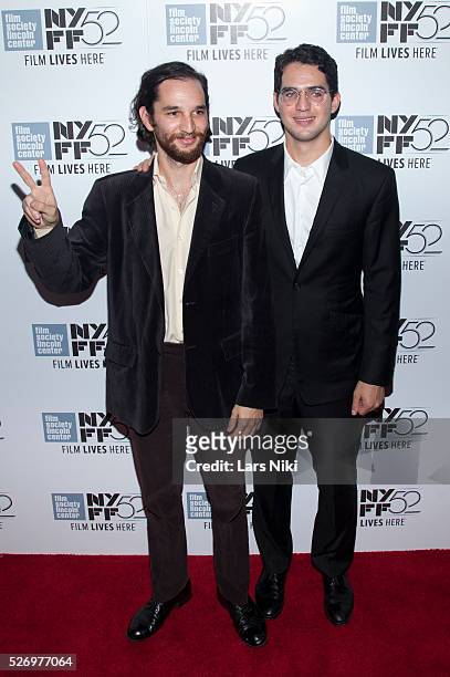Benny Safdie and Joshua Safdie attend the "Heaven Knows What" premiere during the 52nd New York Film Festival at Alice Tully Hall in New York City....