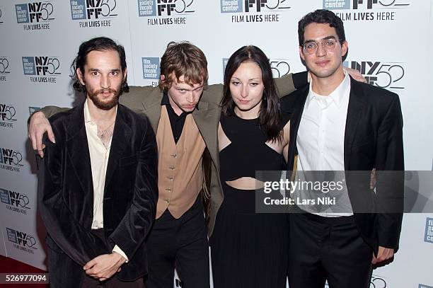 Benny Safdie, Joshua Safdie, Caleb Landry Jones and Arielle Holmes attend the "Heaven Knows What" premiere during the 52nd New York Film Festival at...
