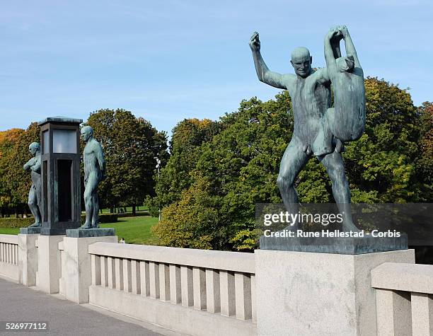 Sculptures by Gustav Vigeland displayed in The Vigeland Park in Oslo.