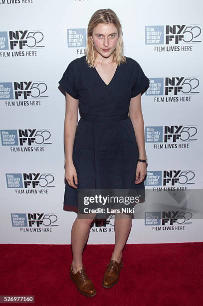 Greta Gerwig attends the "Heaven Knows What" premiere during the 52nd New York Film Festival at Alice Tully Hall in New York City. �� LAN