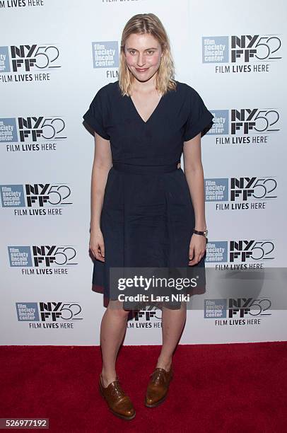 Greta Gerwig attends the "Heaven Knows What" premiere during the 52nd New York Film Festival at Alice Tully Hall in New York City. �� LAN