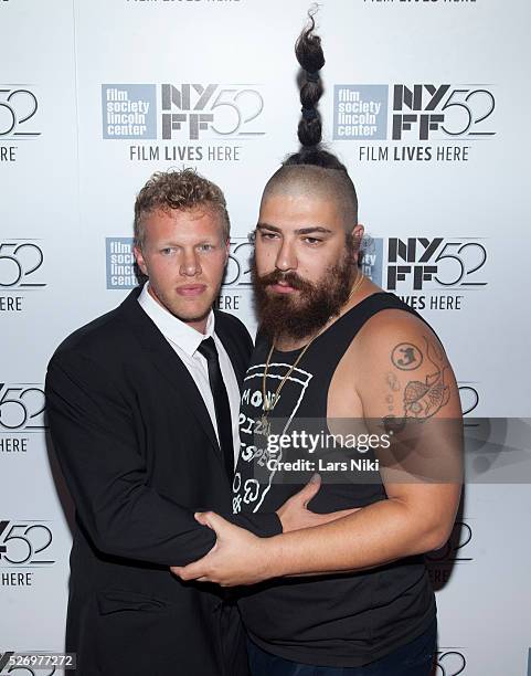 Sebastian Bear-McClard and Josh Ostrovsky attend the "Heaven Knows What" premiere during the 52nd New York Film Festival at Alice Tully Hall in New...