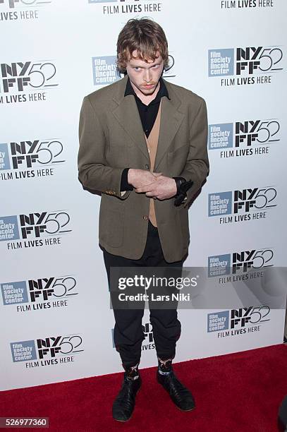 Caleb Landry Jones attends the "Heaven Knows What" premiere during the 52nd New York Film Festival at Alice Tully Hall in New York City. �� LAN