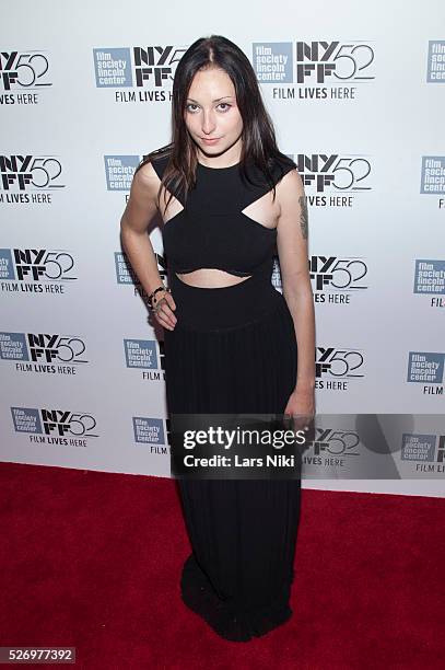 Arielle Holmes attends the "Heaven Knows What" premiere during the 52nd New York Film Festival at Alice Tully Hall in New York City. �� LAN