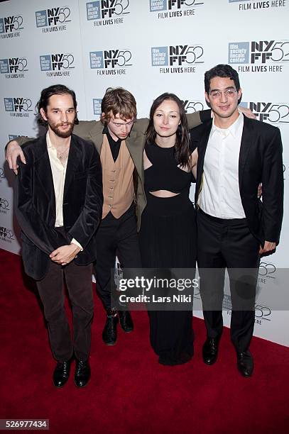 Benny Safdie, Joshua Safdie, Caleb Landry Jones and Arielle Holmes attend the "Heaven Knows What" premiere during the 52nd New York Film Festival at...