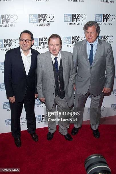 Michael Barker, Timothy Spall and Tom Bernard attend the "Mr. Turner" premiere at Alice Tully Hall during the 52nd New York Film Festival in New York...
