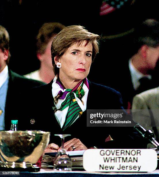 Washington, DC. 2-4-1997 New Jersey Governor Christine Todd Whitman listens as actor Rob Reiner addresses the meeting. Christine "Christie" Todd...