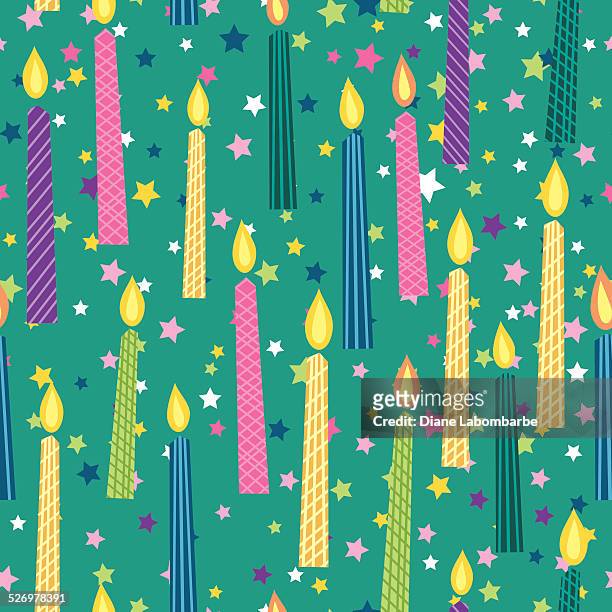 cartoon birthday candles seamless background pattern, green - birthday candles stock illustrations