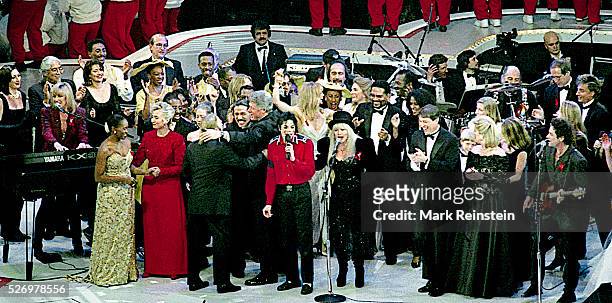 Landover, Maryland. 1-19-1993 The Presidential Inaugural gala at the Capitol Center in Landover Maryland. The cast included Michael Jackson, Barbra...