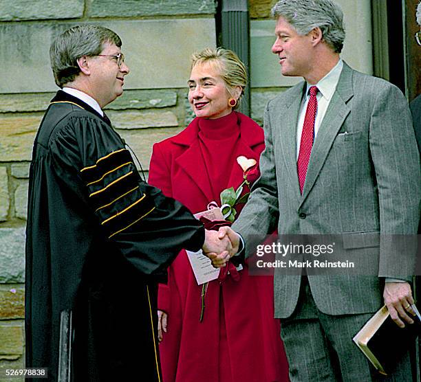 Washington, DC. 2-14-1993 President William Jefferson Clnton along with First Lady Hillary Rodham Clinton arrive and depart Sunday morning Church...