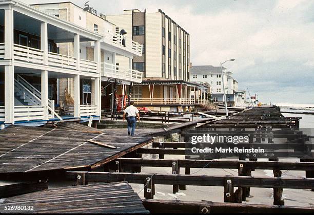 Ocean City, Maryland. 9-28-1985 Hurricane Gloria comes ashore in Ocean City Maryland. The center of Gloria passed about 30 miles offshore eastern...