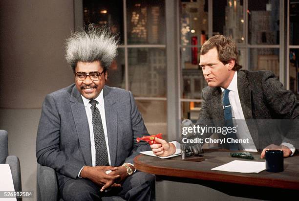 David Letterman with Toy Dart Gun and Guest Don King