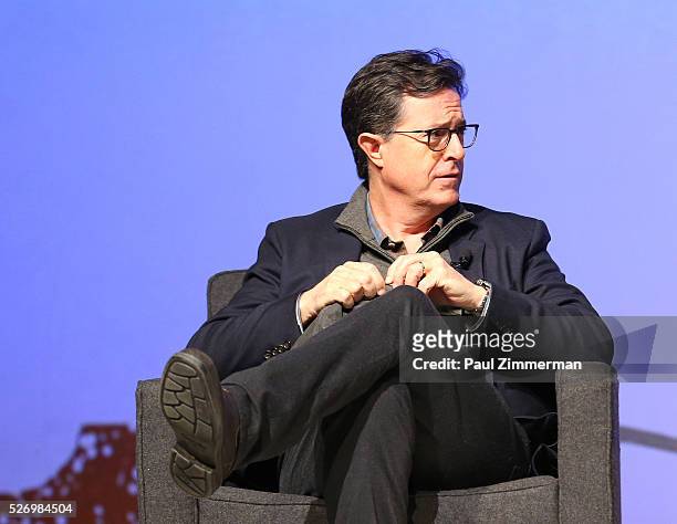 Stephen Colbert speaks onstage at the Montclair Film Festival 2016 - Day 3 Conversations at Montclair Kimberly Academy on May 1, 2016 in Montclair,...