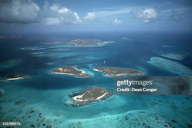 Aerial View of Tobago Cays and Reef