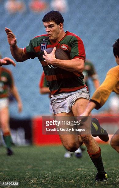 Ian Roberts of the Rabbitohs in action during a NSWRL match between the South Sydney Rabbitohs and the Balmain Tigers held at the Sydney Football...
