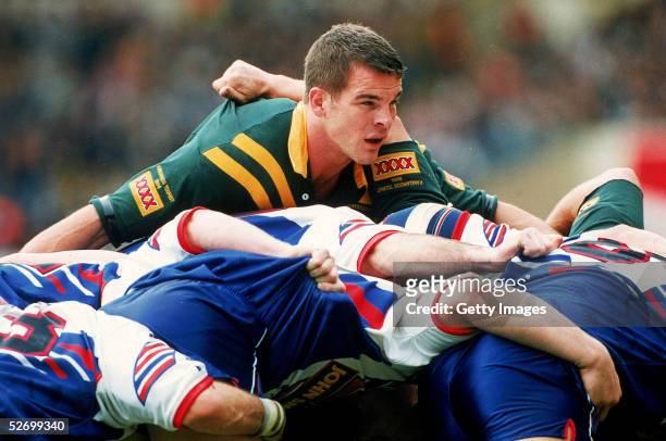 Ian Roberts of the Kangaroos in action during the first rugby league Test match between England and the Australian Kangaroos held at Wembley Stadium...