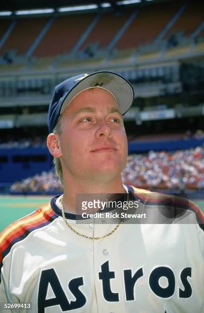 Pitcher Curt Schilling of the Houston Astros poses for a portrait before a 1991 season MLB game against the Pittsburgh Pirates at Three Rivers...