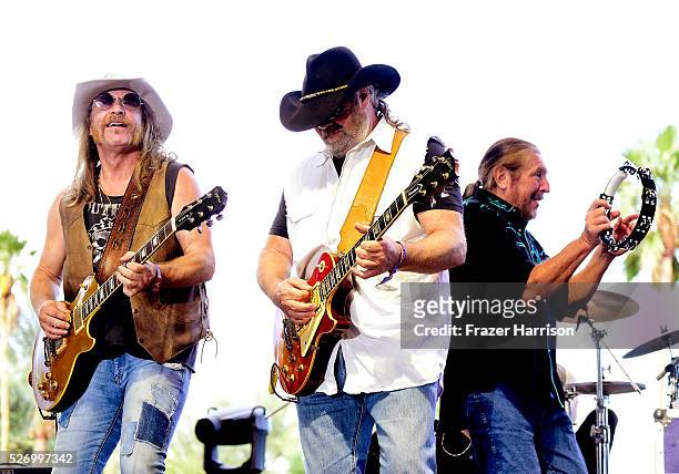 Musicians Chris Hicks, Rick Willis and Doug Gray of The Marshall Tucker Band perform onstage during 2016 Stagecoach California's Country Music...
