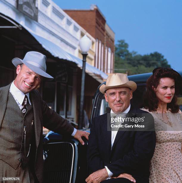 The cast of the "Paris Trout" television show : Ed Harris, Dennis Hopper, and Barbara Hershey.