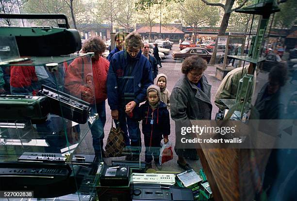 East Berliners go shopping in West Berlin for the first time since the wall fell.
