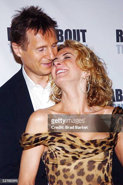 Actress Natasha Richardson and actor Liam Neeson leave Studio 54 after the opening of "A Streetcar Named Desire" on April 26, 2005 in New York.