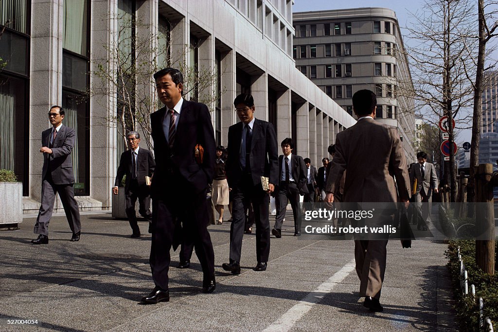 Japanese Businessmen Walking to Work