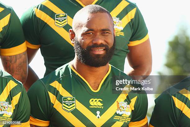 Semi Radradra poses during the Australia Kangaroos Test team photo session at Crowne Plaza Coogee on May 2, 2016 in Sydney, Australia.