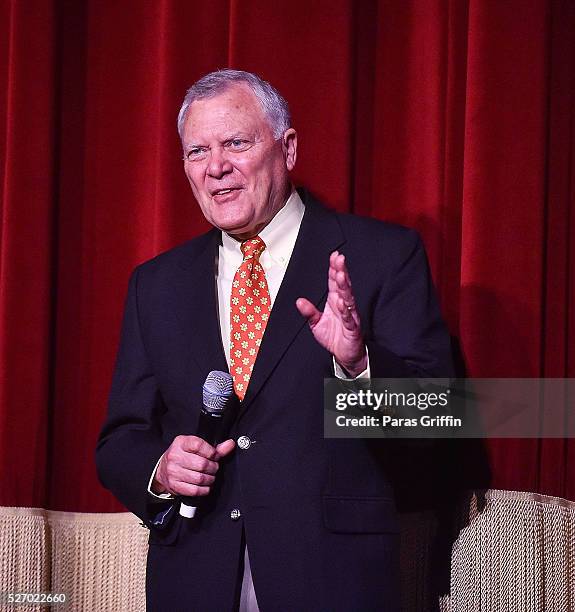 Georgia Governor Nathan Deal speaks onstage at "Captain America: Civil War" Atlanta Cast & Filmmakers screening at The Fox Theatre on May 1, 2016 in...
