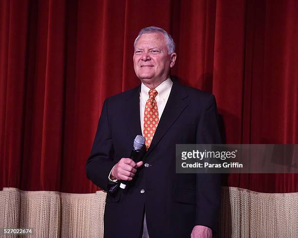Georgia Governor Nathan Deal speaks onstage at "Captain America: Civil War" Atlanta Cast & Filmmakers screening at The Fox Theatre on May 1, 2016 in...