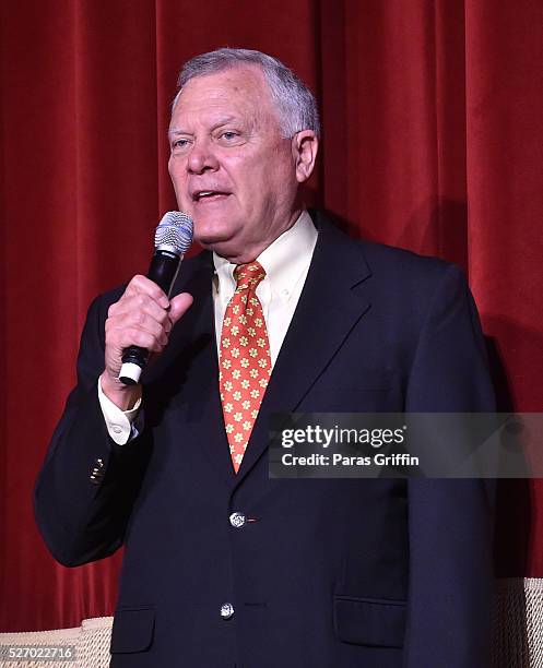 Georgia Governor Nathan Deal speaks onstage at "Captain America: Civil War" Atlanta Cast & Filmmakers screening at The Fox Theatre on May 1, 2016 in...